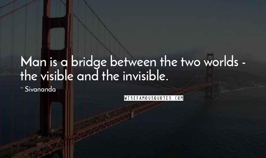 Sivananda Quotes: Man is a bridge between the two worlds - the visible and the invisible.
