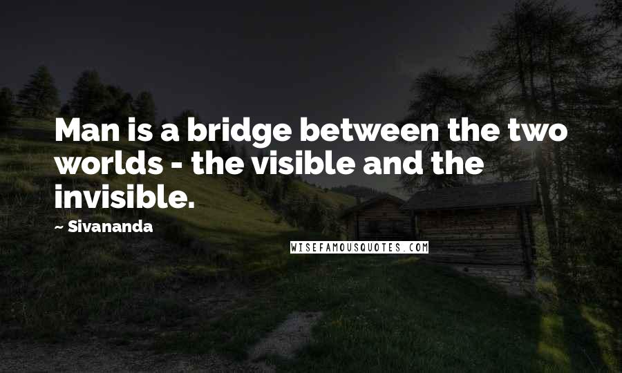 Sivananda Quotes: Man is a bridge between the two worlds - the visible and the invisible.