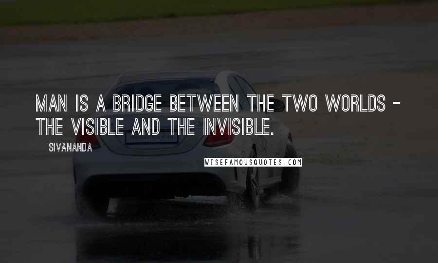 Sivananda Quotes: Man is a bridge between the two worlds - the visible and the invisible.