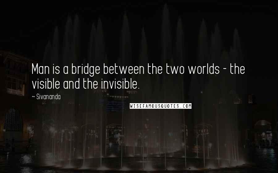 Sivananda Quotes: Man is a bridge between the two worlds - the visible and the invisible.