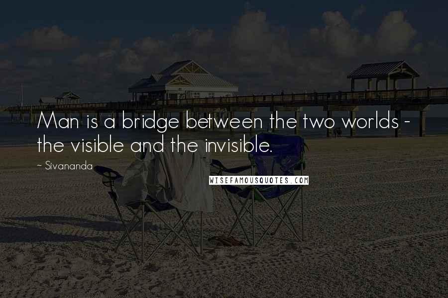 Sivananda Quotes: Man is a bridge between the two worlds - the visible and the invisible.