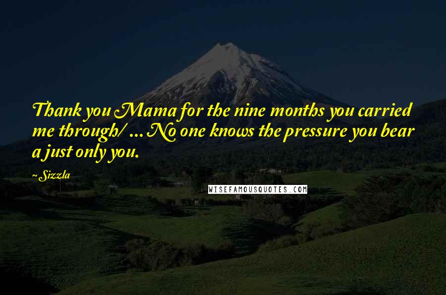 Sizzla Quotes: Thank you Mama for the nine months you carried me through/ ... No one knows the pressure you bear a just only you.