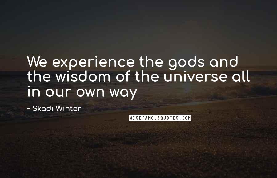 Skadi Winter Quotes: We experience the gods and the wisdom of the universe all in our own way