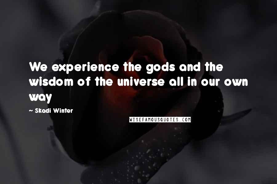 Skadi Winter Quotes: We experience the gods and the wisdom of the universe all in our own way