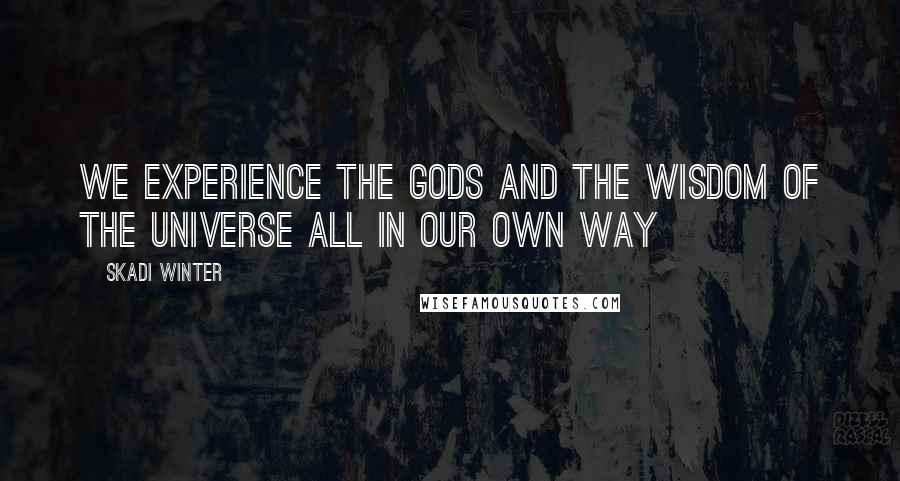 Skadi Winter Quotes: We experience the gods and the wisdom of the universe all in our own way