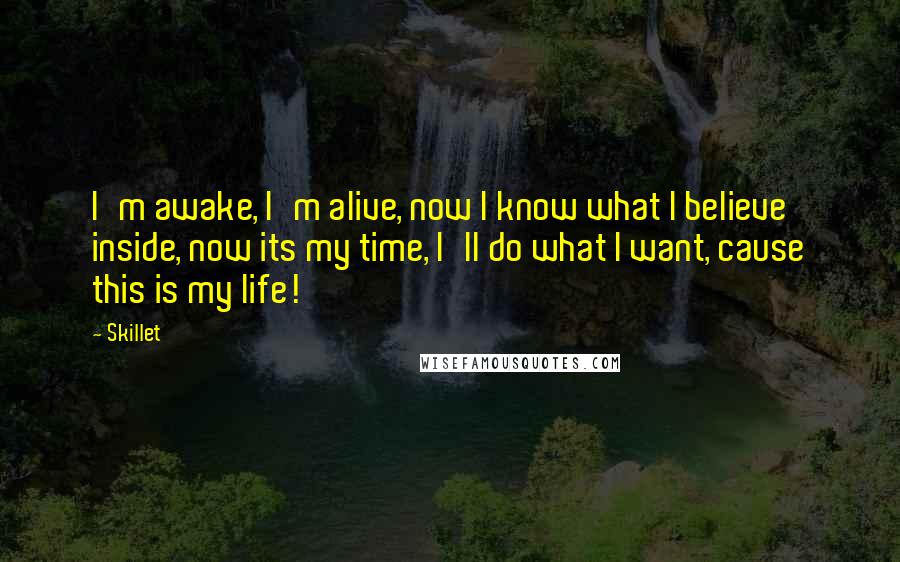 Skillet Quotes: I'm awake, I'm alive, now I know what I believe inside, now its my time, I'll do what I want, cause this is my life!