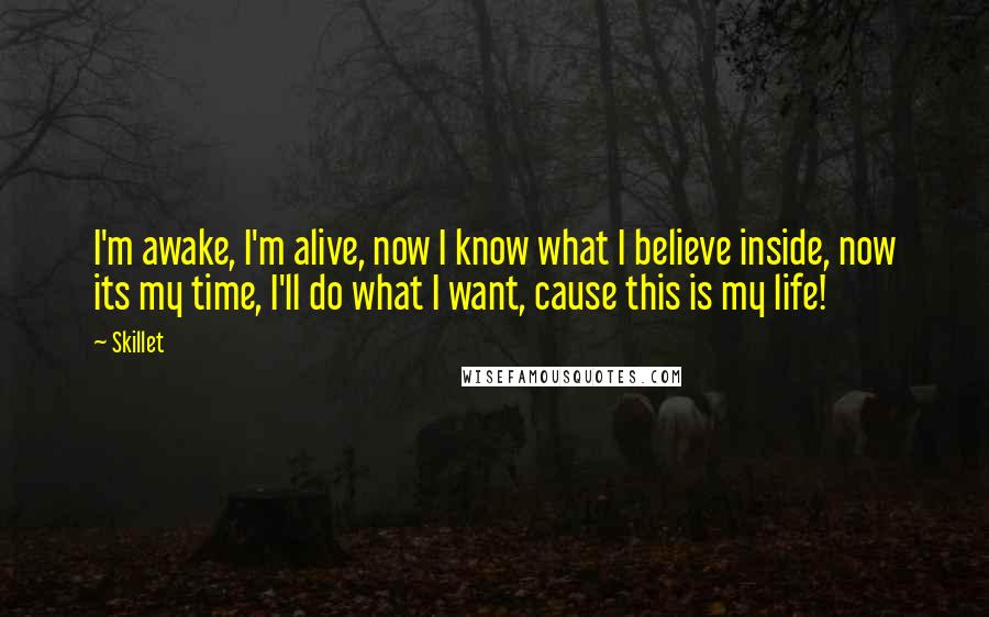 Skillet Quotes: I'm awake, I'm alive, now I know what I believe inside, now its my time, I'll do what I want, cause this is my life!