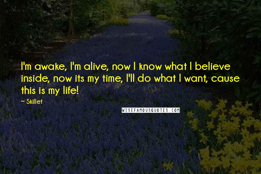 Skillet Quotes: I'm awake, I'm alive, now I know what I believe inside, now its my time, I'll do what I want, cause this is my life!