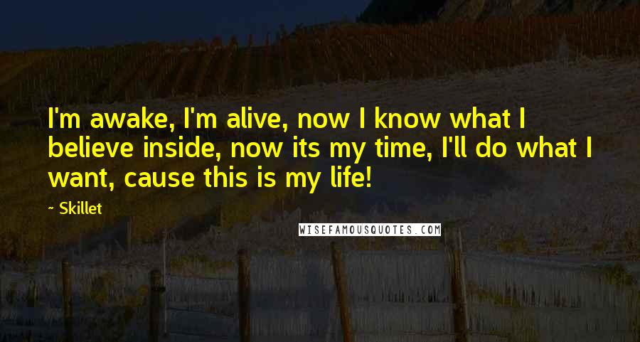 Skillet Quotes: I'm awake, I'm alive, now I know what I believe inside, now its my time, I'll do what I want, cause this is my life!