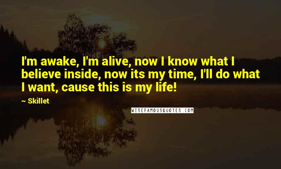 Skillet Quotes: I'm awake, I'm alive, now I know what I believe inside, now its my time, I'll do what I want, cause this is my life!