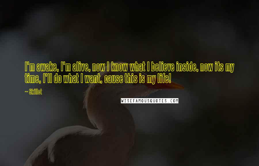 Skillet Quotes: I'm awake, I'm alive, now I know what I believe inside, now its my time, I'll do what I want, cause this is my life!