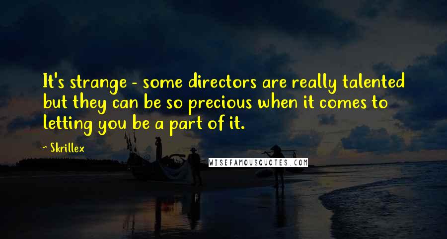 Skrillex Quotes: It's strange - some directors are really talented but they can be so precious when it comes to letting you be a part of it.
