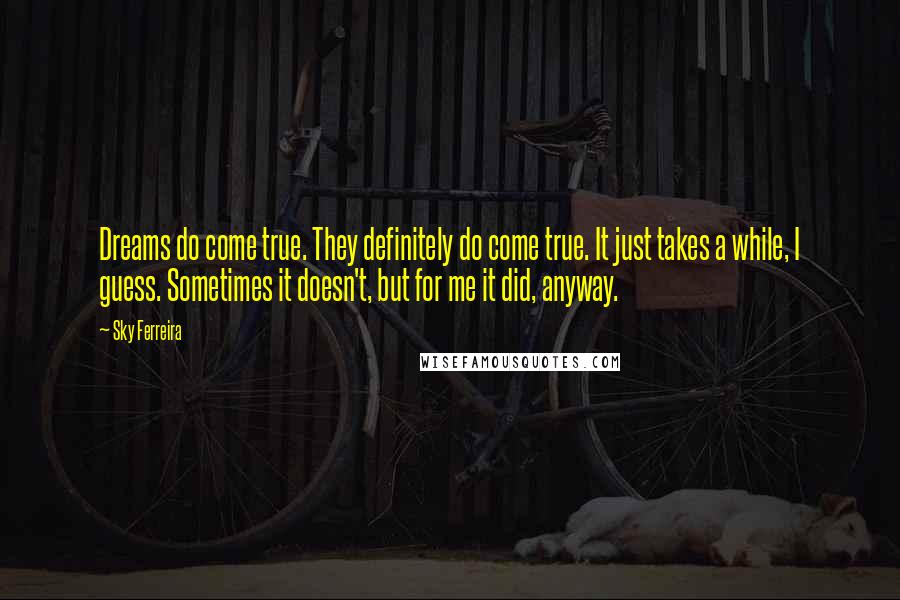 Sky Ferreira Quotes: Dreams do come true. They definitely do come true. It just takes a while, I guess. Sometimes it doesn't, but for me it did, anyway.