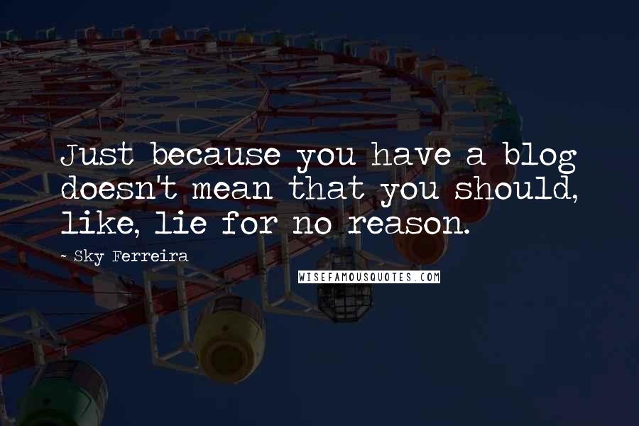 Sky Ferreira Quotes: Just because you have a blog doesn't mean that you should, like, lie for no reason.