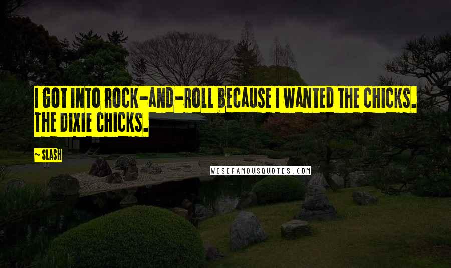 Slash Quotes: I got into rock-and-roll because I wanted the chicks. The Dixie Chicks.