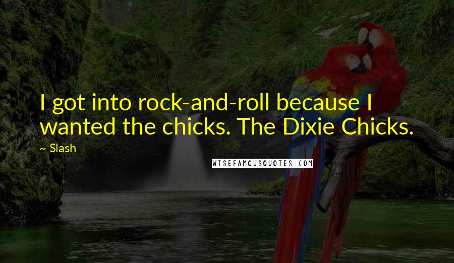 Slash Quotes: I got into rock-and-roll because I wanted the chicks. The Dixie Chicks.