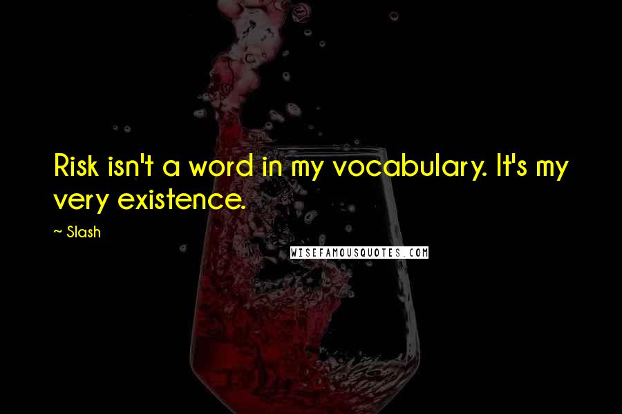 Slash Quotes: Risk isn't a word in my vocabulary. It's my very existence.