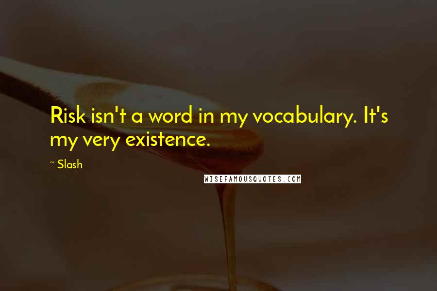 Slash Quotes: Risk isn't a word in my vocabulary. It's my very existence.