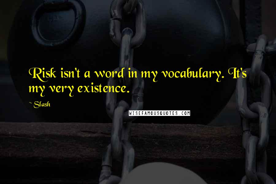 Slash Quotes: Risk isn't a word in my vocabulary. It's my very existence.