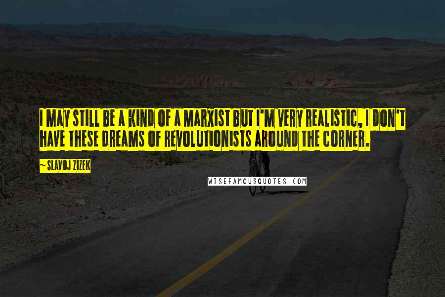 Slavoj Zizek Quotes: I may still be a kind of a Marxist but I'm very realistic, I don't have these dreams of revolutionists around the corner.