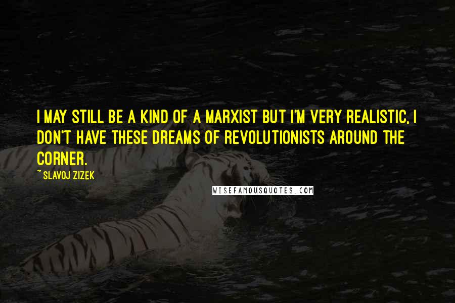 Slavoj Zizek Quotes: I may still be a kind of a Marxist but I'm very realistic, I don't have these dreams of revolutionists around the corner.