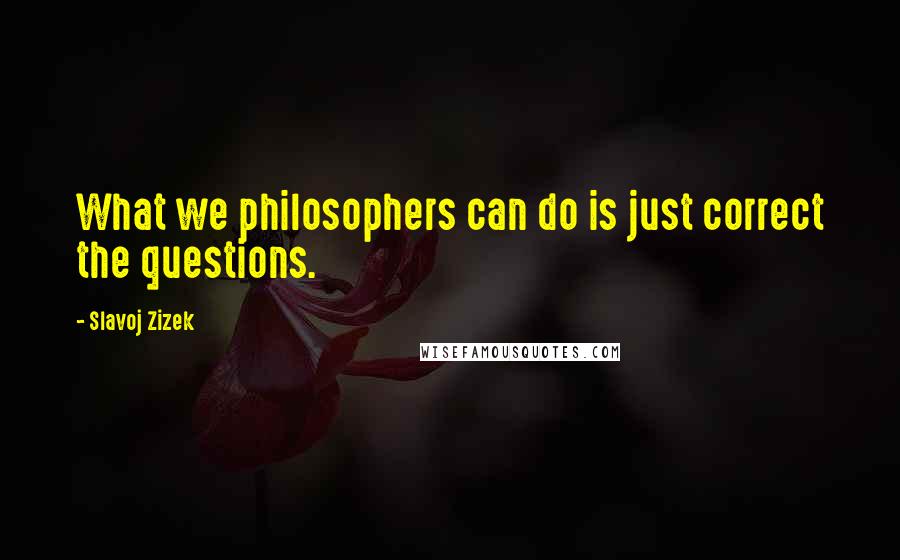 Slavoj Zizek Quotes: What we philosophers can do is just correct the questions.