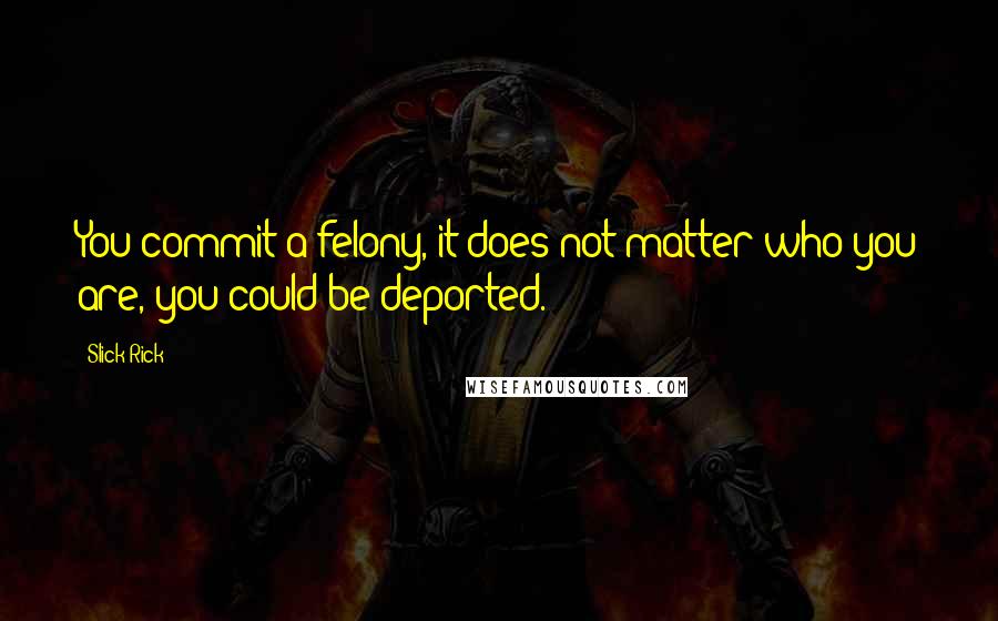 Slick Rick Quotes: You commit a felony, it does not matter who you are, you could be deported.