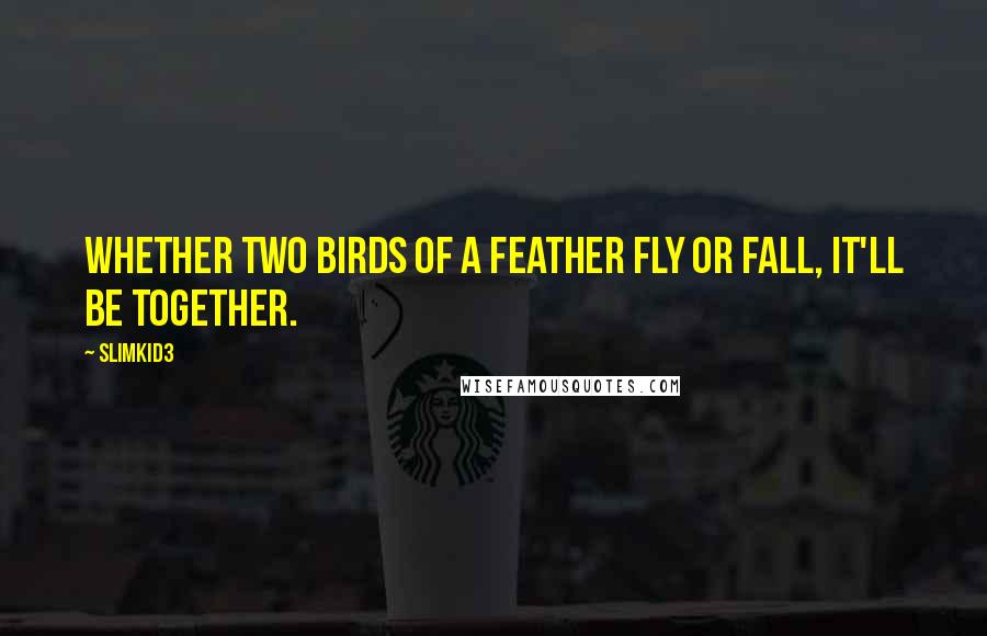 Slimkid3 Quotes: Whether two birds of a feather fly or fall, it'll be together.