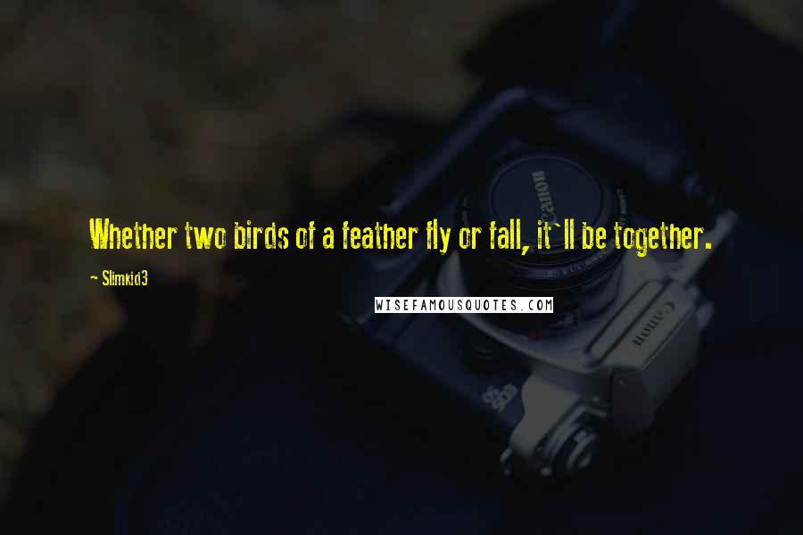 Slimkid3 Quotes: Whether two birds of a feather fly or fall, it'll be together.