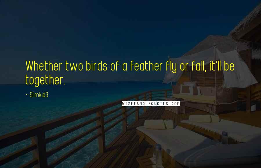 Slimkid3 Quotes: Whether two birds of a feather fly or fall, it'll be together.