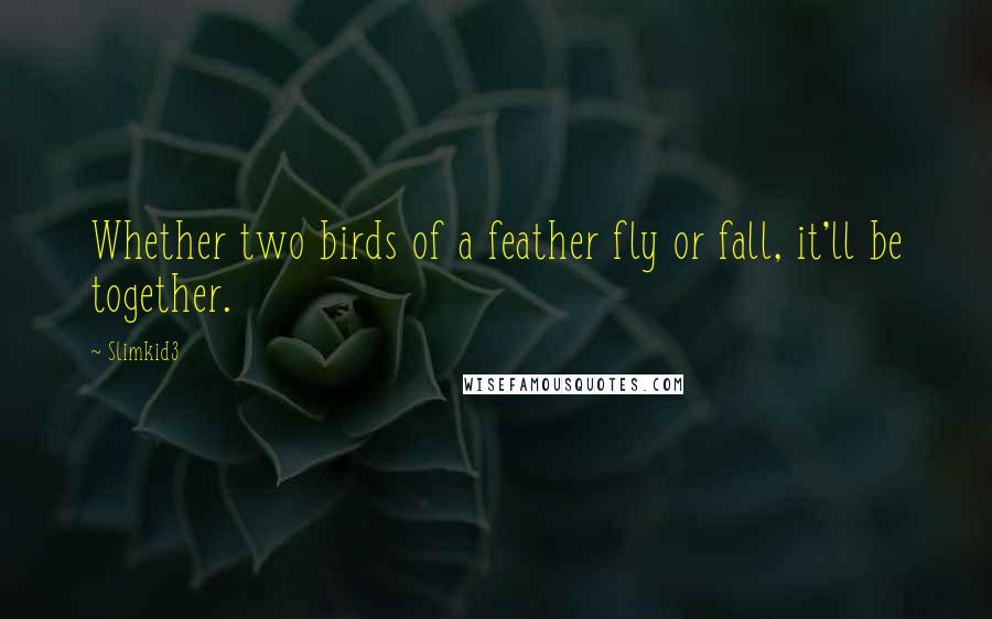 Slimkid3 Quotes: Whether two birds of a feather fly or fall, it'll be together.