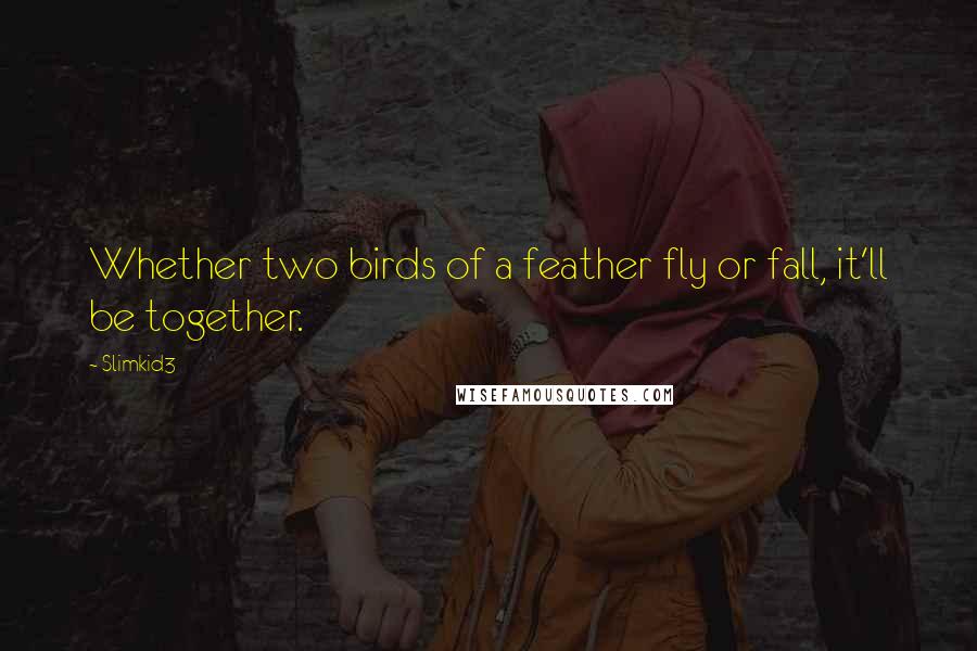 Slimkid3 Quotes: Whether two birds of a feather fly or fall, it'll be together.