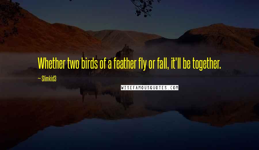 Slimkid3 Quotes: Whether two birds of a feather fly or fall, it'll be together.