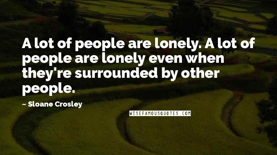 Sloane Crosley Quotes: A lot of people are lonely. A lot of people are lonely even when they're surrounded by other people.