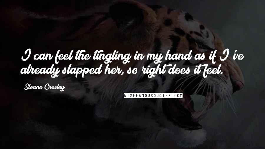 Sloane Crosley Quotes: I can feel the tingling in my hand as if I've already slapped her, so right does it feel.