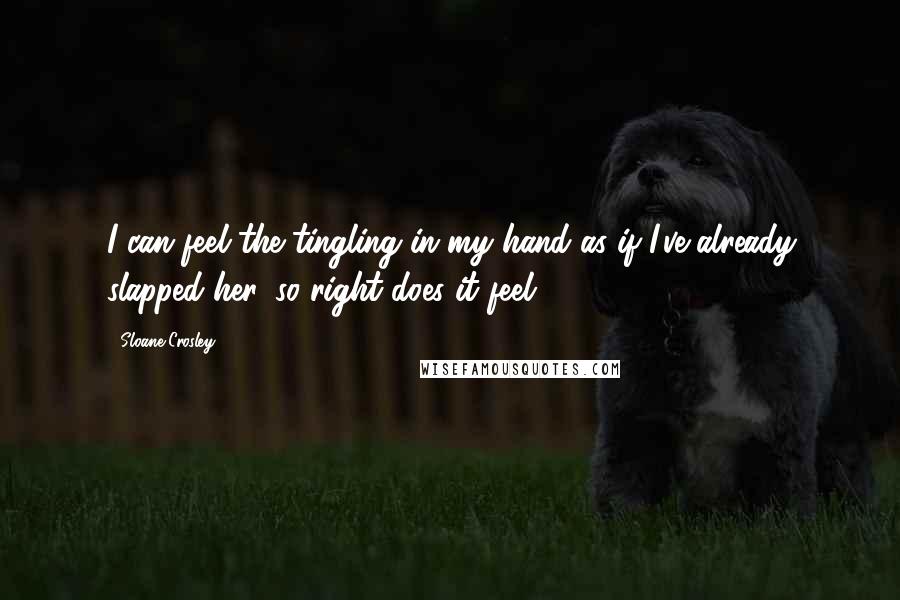 Sloane Crosley Quotes: I can feel the tingling in my hand as if I've already slapped her, so right does it feel.