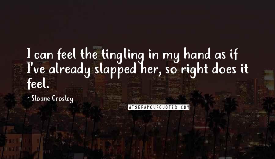 Sloane Crosley Quotes: I can feel the tingling in my hand as if I've already slapped her, so right does it feel.