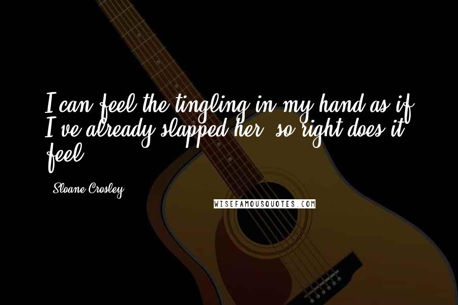 Sloane Crosley Quotes: I can feel the tingling in my hand as if I've already slapped her, so right does it feel.