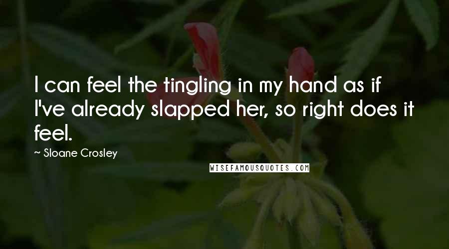 Sloane Crosley Quotes: I can feel the tingling in my hand as if I've already slapped her, so right does it feel.