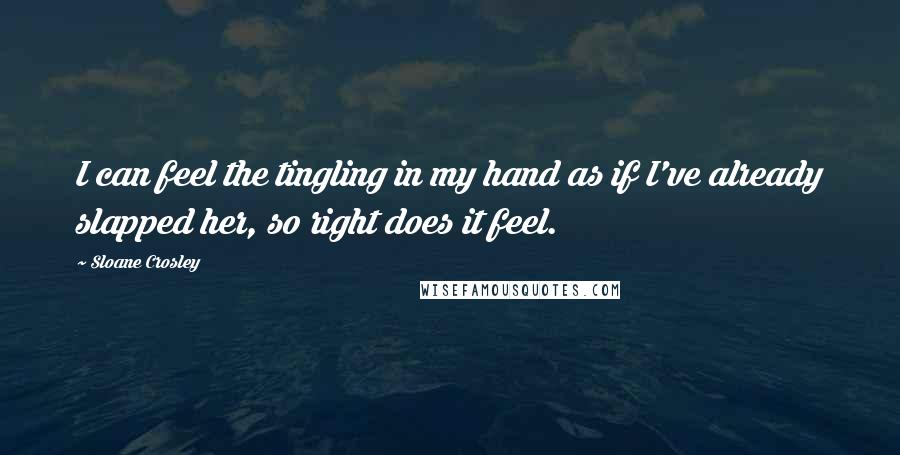 Sloane Crosley Quotes: I can feel the tingling in my hand as if I've already slapped her, so right does it feel.
