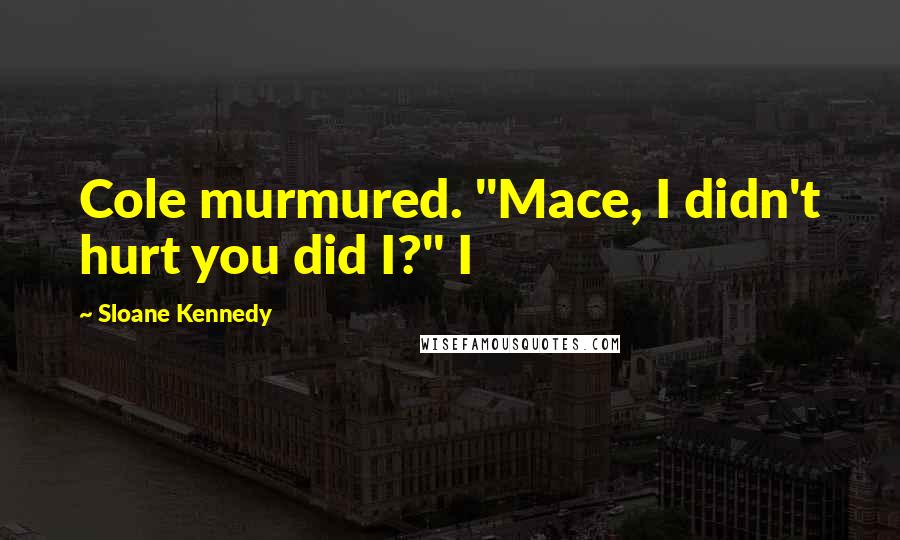 Sloane Kennedy Quotes: Cole murmured. "Mace, I didn't hurt you did I?" I
