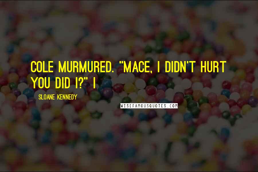 Sloane Kennedy Quotes: Cole murmured. "Mace, I didn't hurt you did I?" I