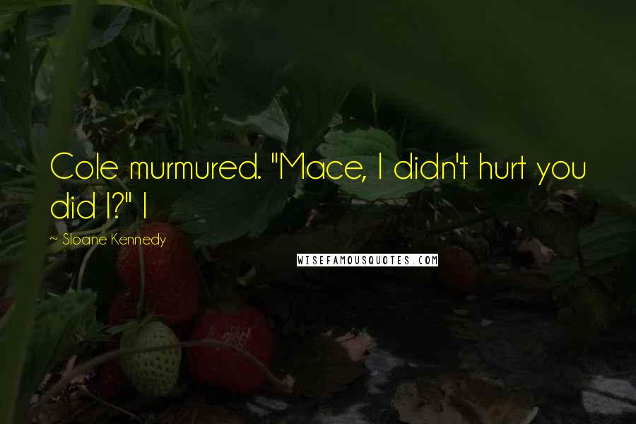 Sloane Kennedy Quotes: Cole murmured. "Mace, I didn't hurt you did I?" I