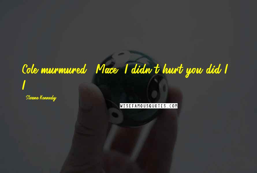 Sloane Kennedy Quotes: Cole murmured. "Mace, I didn't hurt you did I?" I