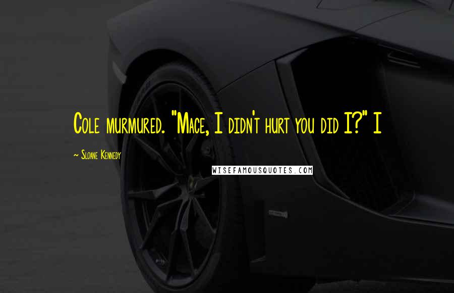 Sloane Kennedy Quotes: Cole murmured. "Mace, I didn't hurt you did I?" I
