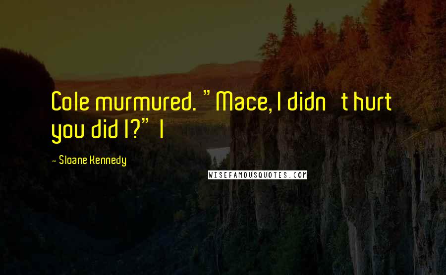 Sloane Kennedy Quotes: Cole murmured. "Mace, I didn't hurt you did I?" I