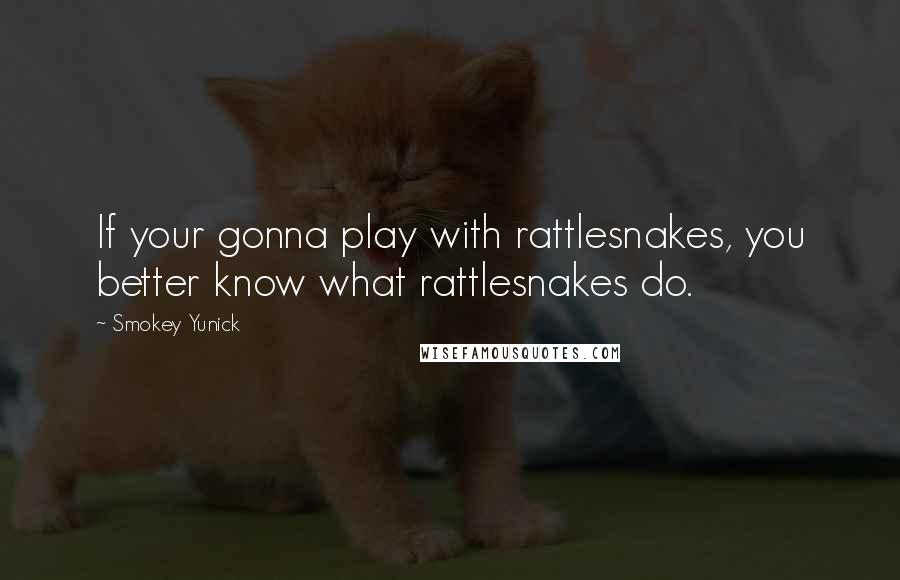 Smokey Yunick Quotes: If your gonna play with rattlesnakes, you better know what rattlesnakes do.