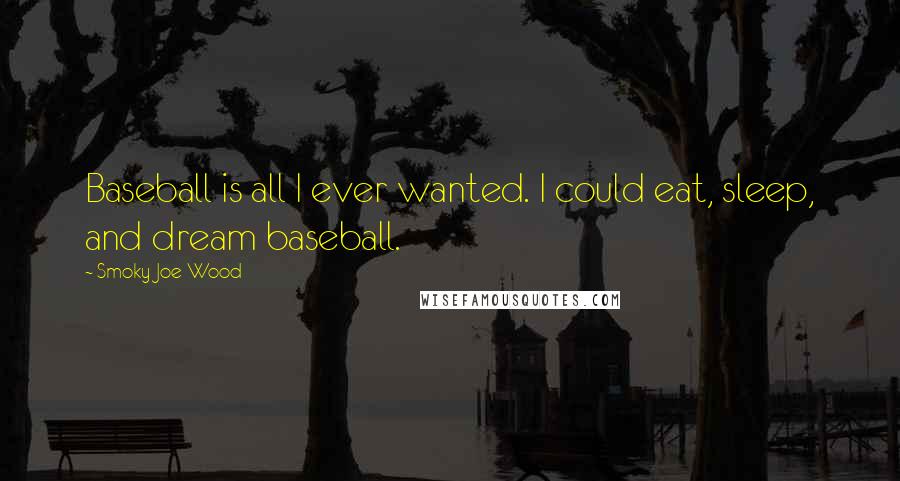 Smoky Joe Wood Quotes: Baseball is all I ever wanted. I could eat, sleep, and dream baseball.