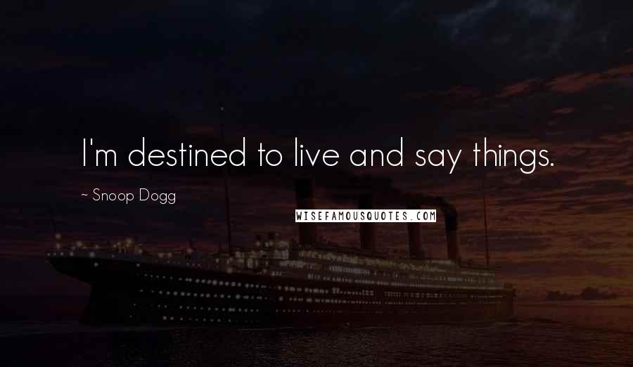 Snoop Dogg Quotes: I'm destined to live and say things.