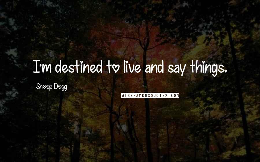 Snoop Dogg Quotes: I'm destined to live and say things.